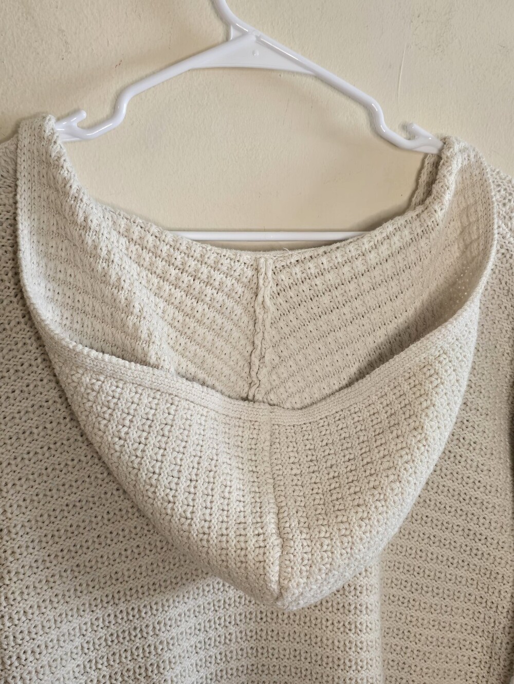 Rachel Zoe Hooded Crochet Knit Sweater Women’s Large Cream Heavyweight - Picture 10 of 11